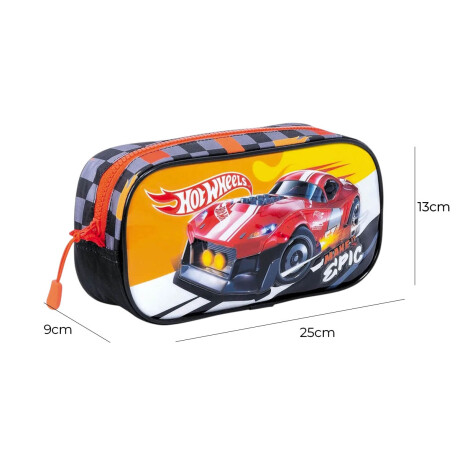 Cartuchera Hot Wheels Original Doble Cierre Escolar Din75135-m2