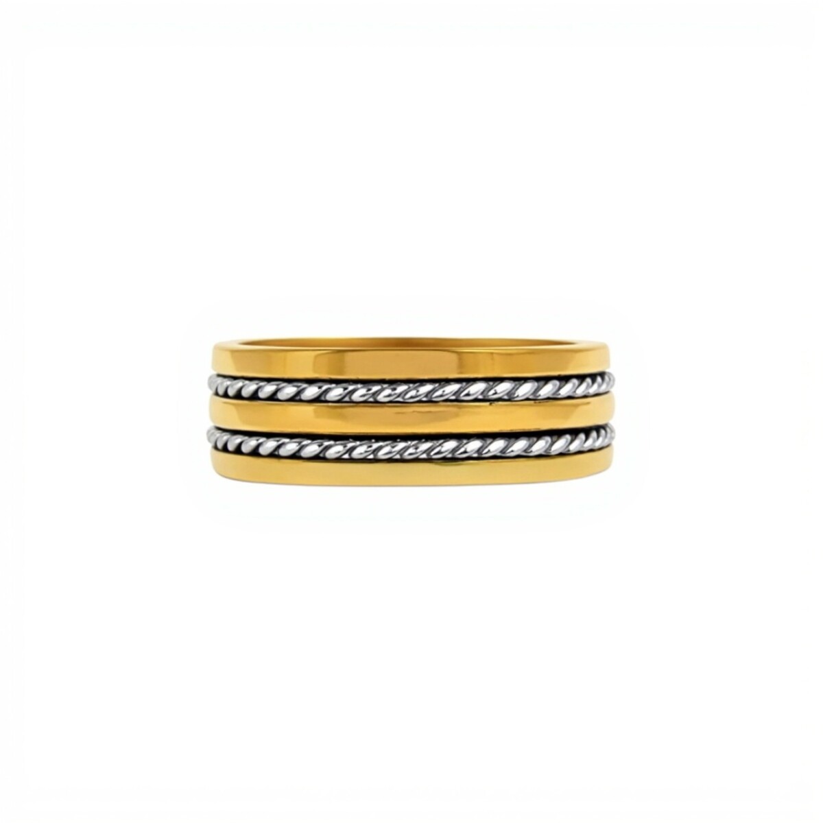 Anillo Trenzas - Plata y Oro- Sin Piedra-AN5981 - sinpiedra 