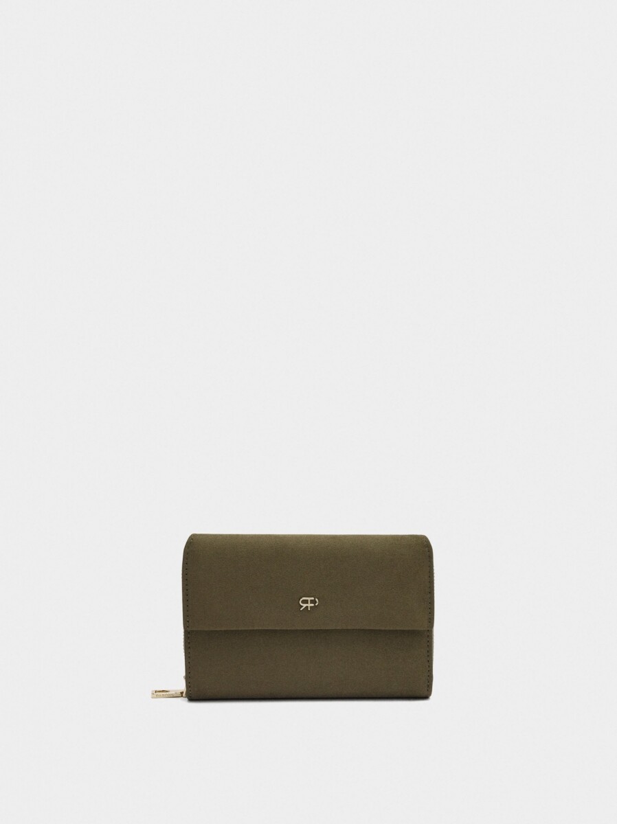 Cartera Efecto Piel Con Solapa - caqui 