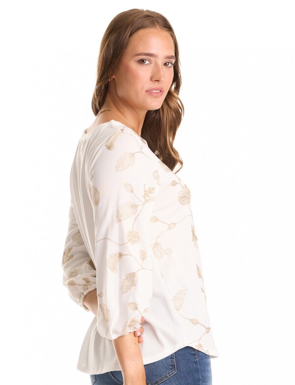 Blusa Bordado Floral CRUDO