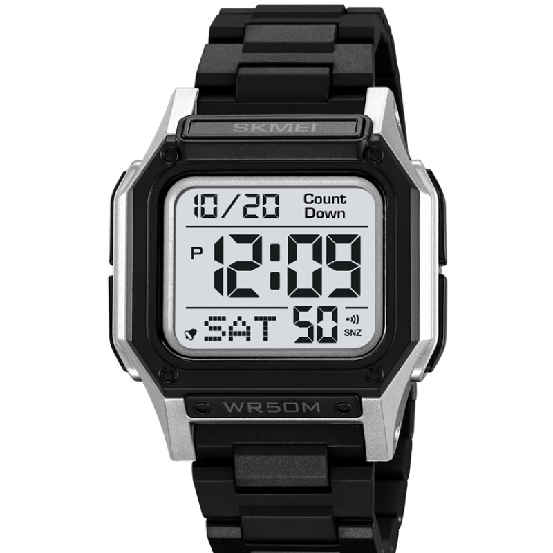 Reloj Skmei 2264SIWT Hombre Digital Negro con Esfera Plateada y Pantalla Blanca Reloj Skmei 2264siwt Hombre Digital Negro Con Esfera Plateada Y Pantalla Blanca
