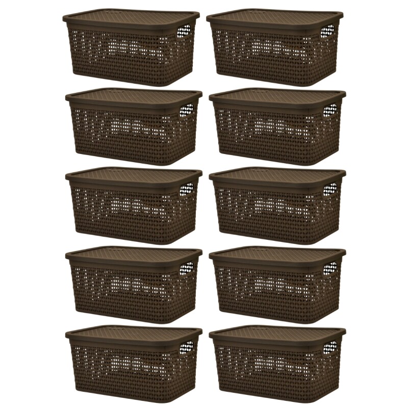 Set x10 caja simil ratán 4 lts CHOCOLATE