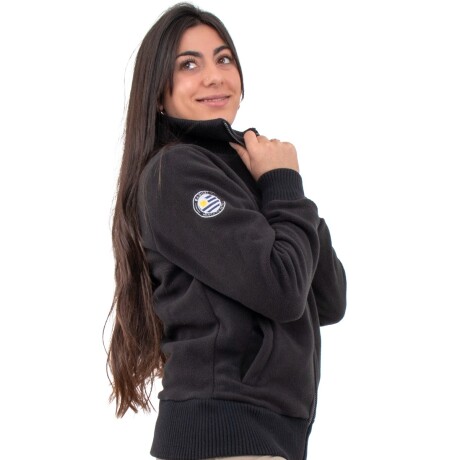 campera micropolar doble dama Negra