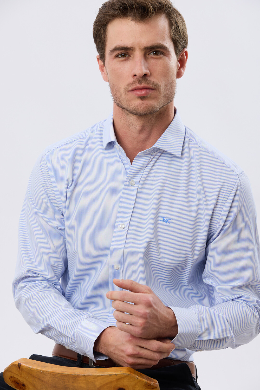 CAMISA RAYADA DE VESTIR Azul