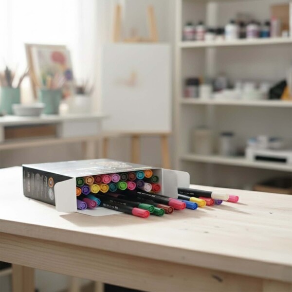 Set de Marcadores 48 pcs Acrílico Doble Punta Rotuladores Color Negro