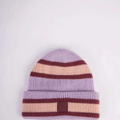 Gorro Dama Tejido Rayado Rusty Bordo
