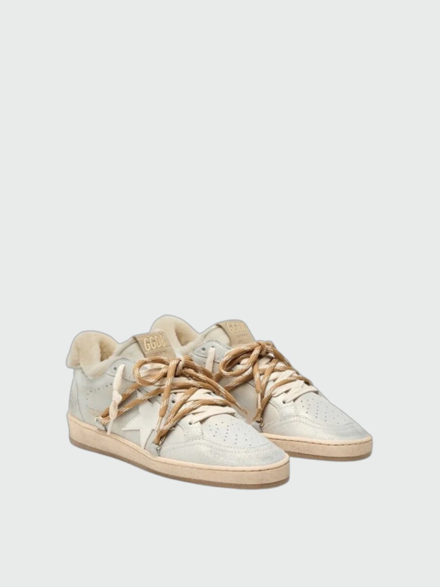 GOLDEN GOOSE - ZAPATILLA BALLSTAR EN GAMUZA CON BRILLO Y FORRO EN CORDERITO 