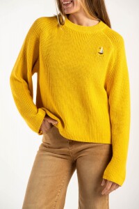 Sweater Algodon Con Bordado Amarillo