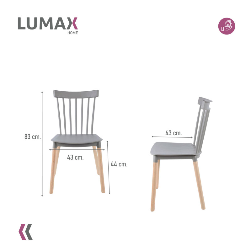 Silla Lizzy Lumax de comedor resistente Gris