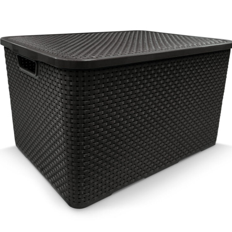 CAJA ORGANIZADORA SIMIL RATTAN 7 LITROS NEGRO Sin color