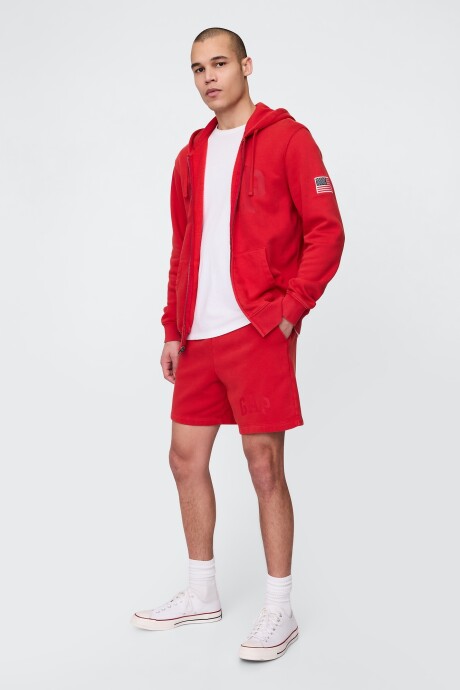Short Sin Felpa Logo Gap Hombre Modern Red