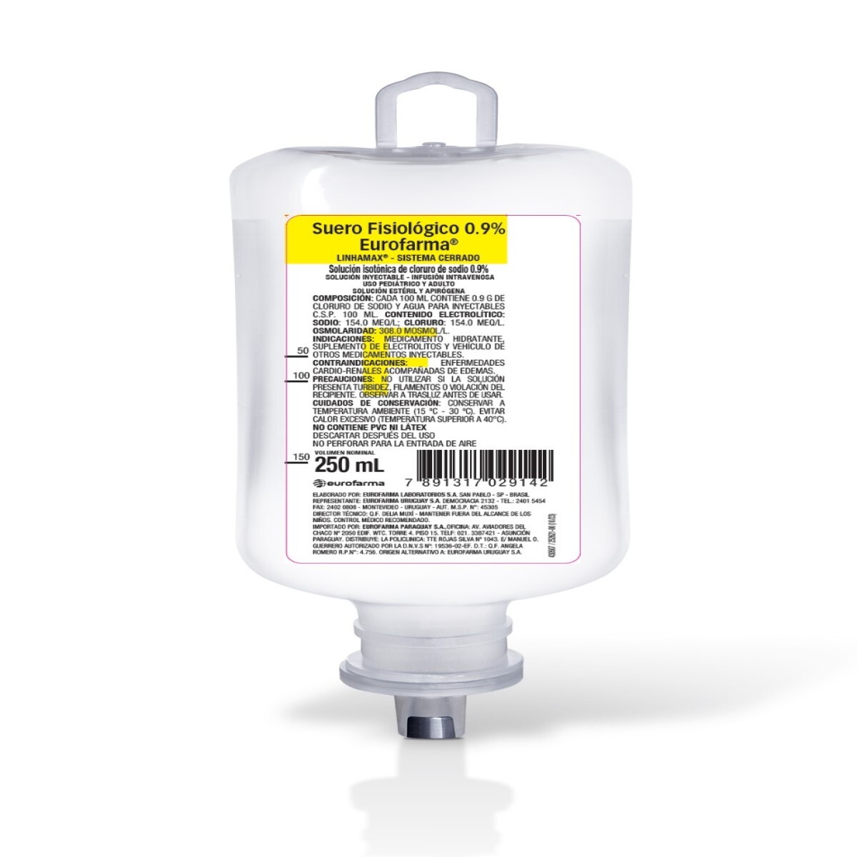 SUERO FISIOL. 0, 9% EUROFARMA X 250 ML 