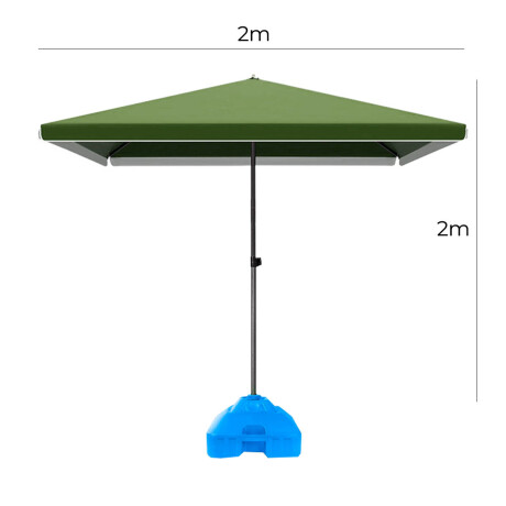 Sombrilla Jardín Bar Cuadrada 2x2 Uv50+ Base Premium Verde