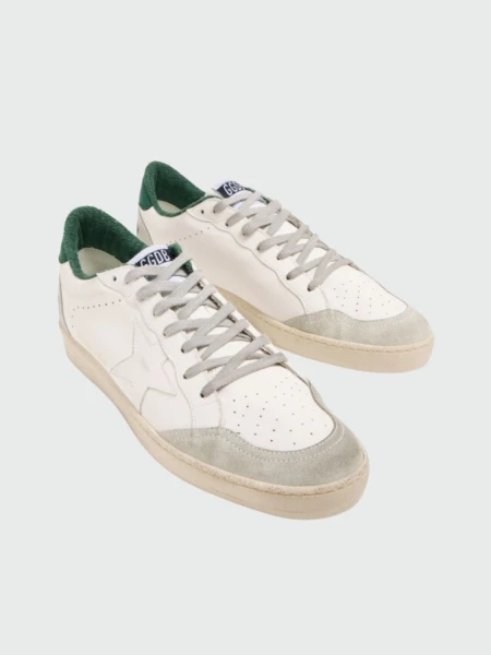 Golden Goose-Championes de cuero acordonados, Ball star Blanco