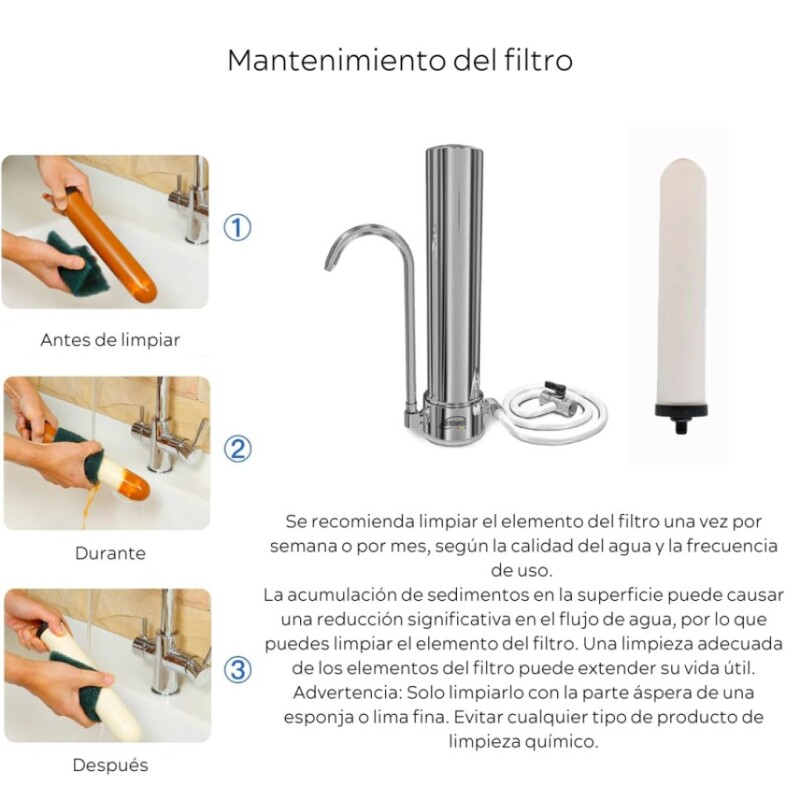Purificador simple sobre mesada de acero inoxidable Purificador simple sobre mesada de acero inoxidable