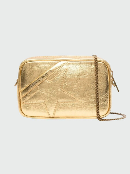 Golden Goose-Cartera de cuero, Star bag mini Dorado