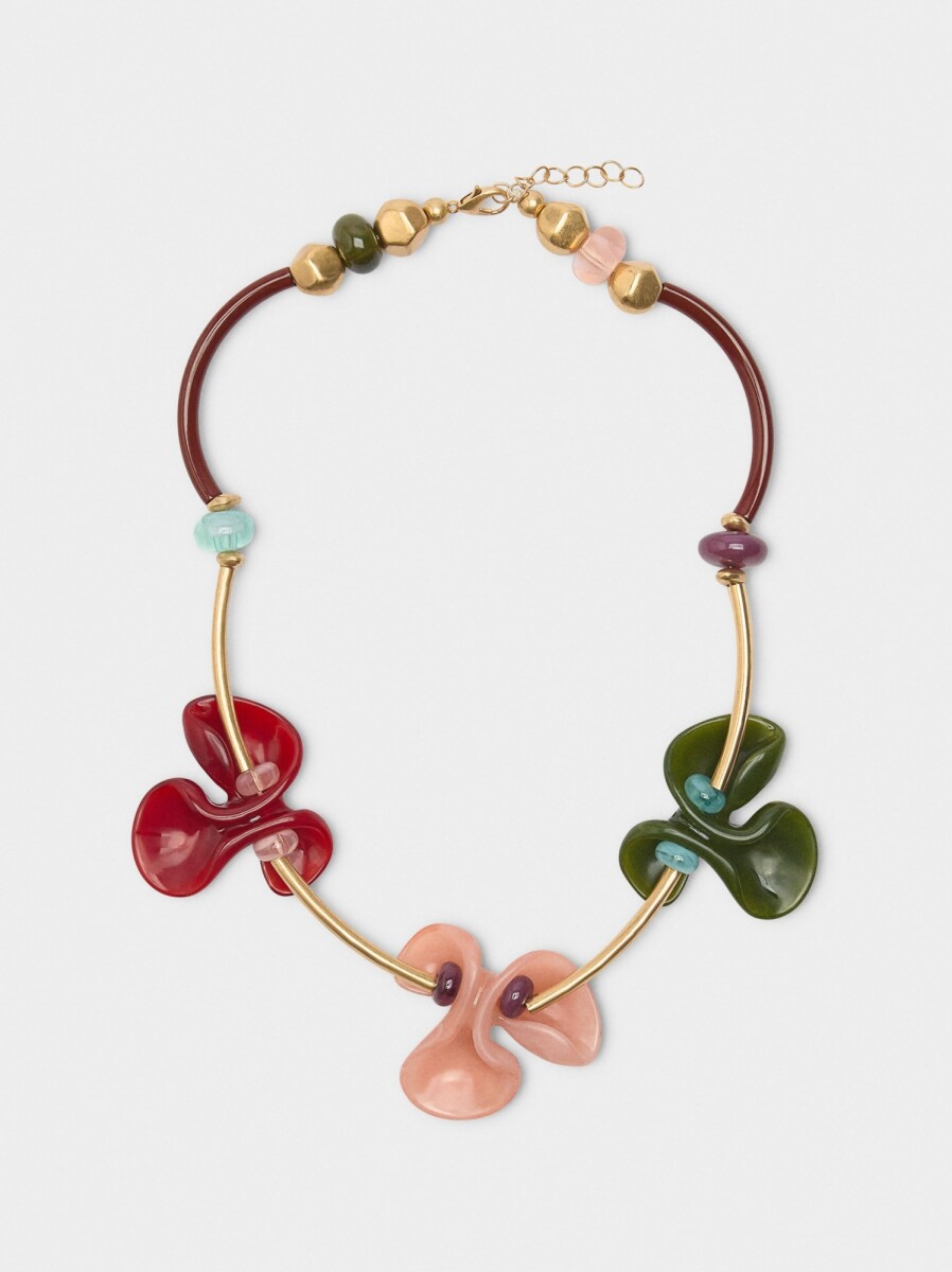 Collar Corto Flores De Resina - multicolor 