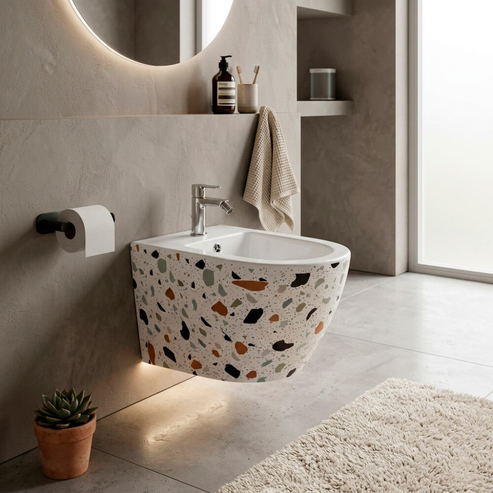 BIDET SUSPENDIDO DECORADO HABITARE ACABADO ENTRE MATE Y ESMALTE Bidet Suspendido Decorado Habitare Acabado Entre Mate Y Esmalte