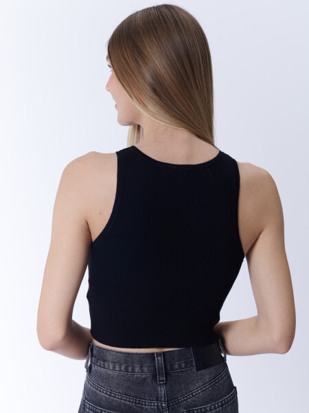 Top punto rib Negro