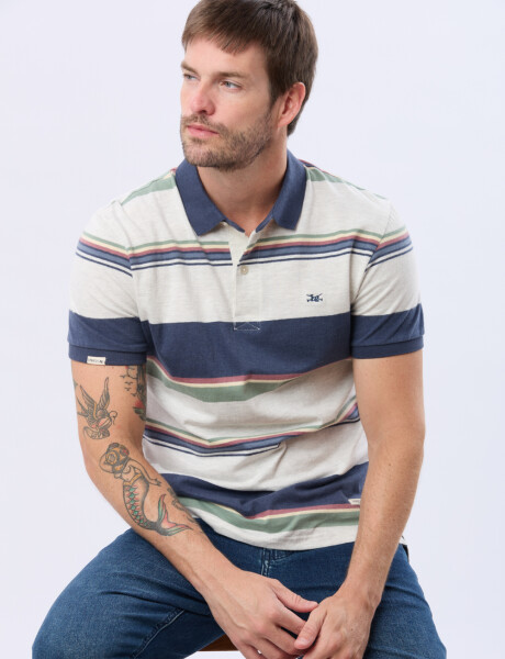 REMERA POLO RAYADA Gris