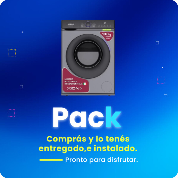 Pack Lavarropas Xion 10kg carga frontal Gris XI-LAV100F + Instalación Pack Lavarropas Xion 10kg carga frontal Gris XI-LAV100F + Instalación