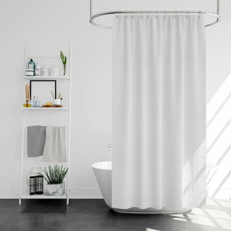 Cortina Baño Ducha Diseño Puntas de Diamante en Poliéster Blanco