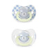 Set x2 chupete fisiologico Suavinex 6 a 18M cuadrille nocturno celeste