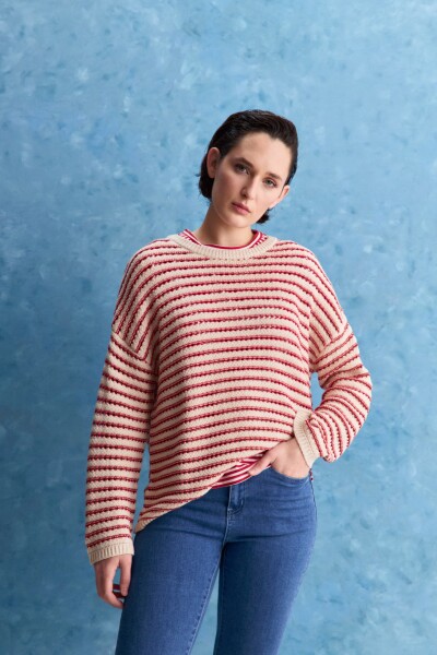 SWEATER IRENE Blanco/Rojo