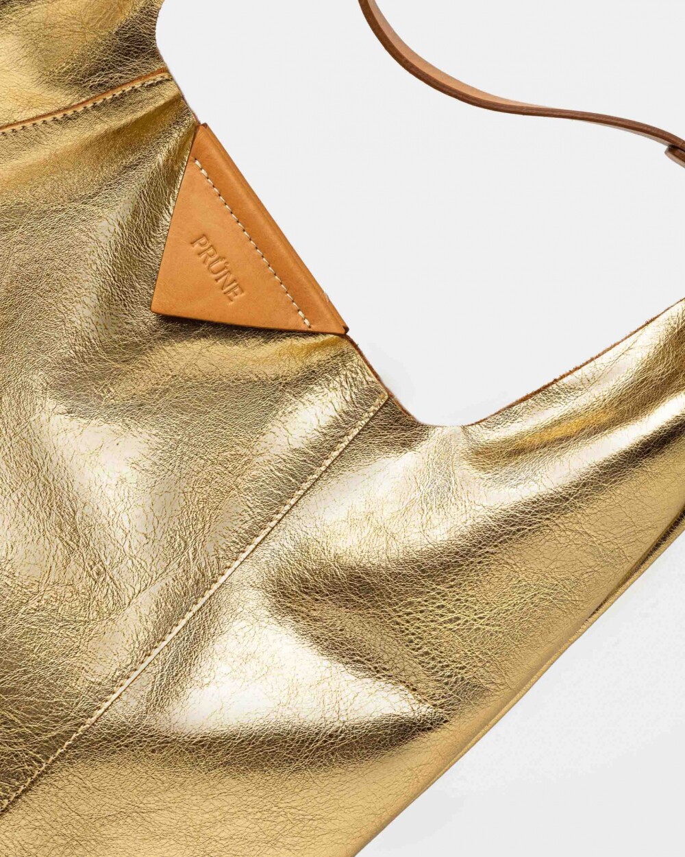 Bolso The Shopping en cuero graneado metalizado Oro Niquel