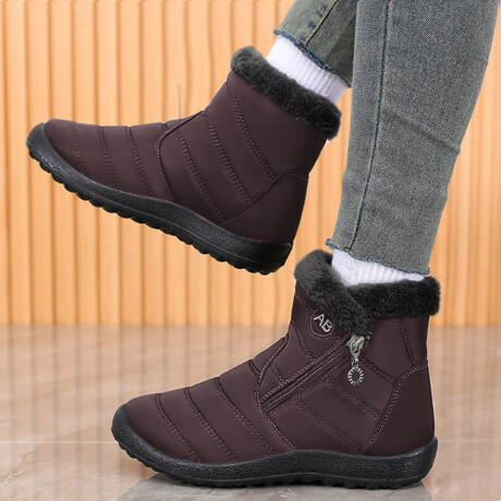 Bota De Abrigo Mujer Corderito Impermeable C/cierre Marron