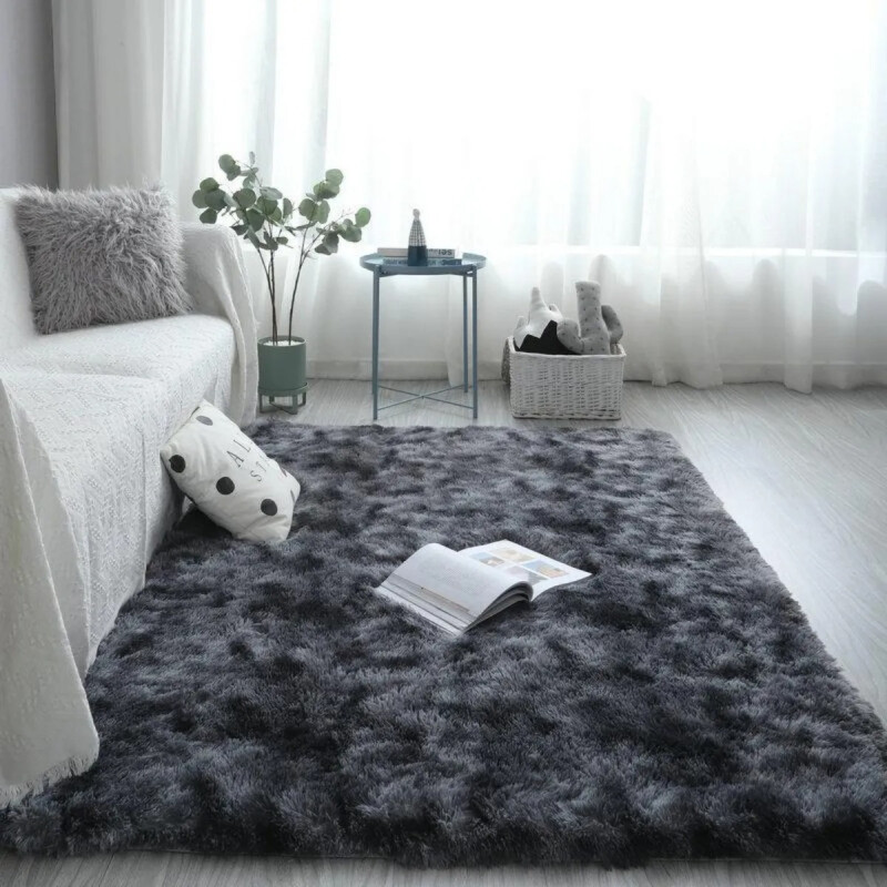Alfombra Tapete Shaggy Peluda 100 X 150cm Pelo Alto Gris