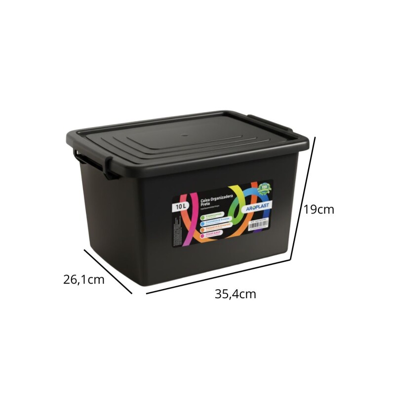Set x6 Caja organizadora 10lts NEGRO