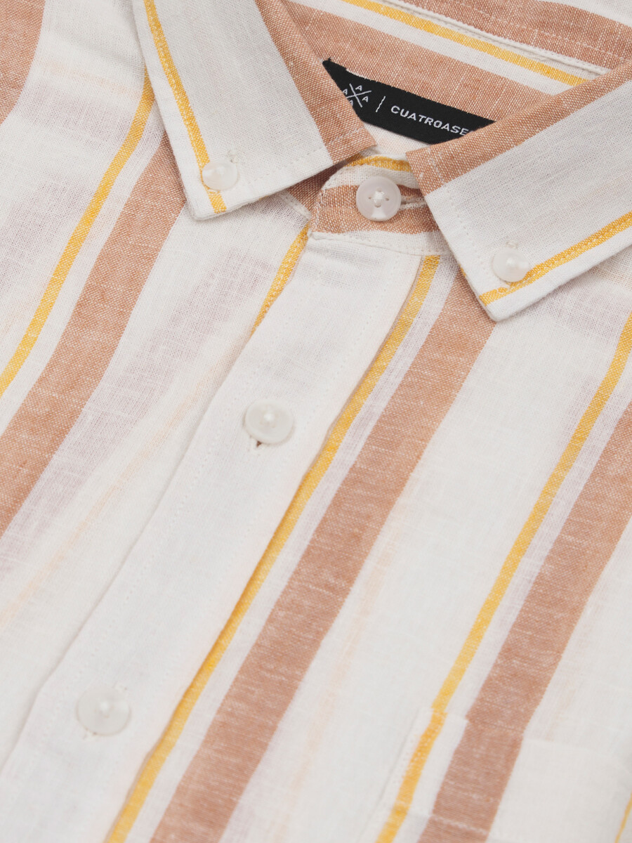 camisa lino rayas - blanco 