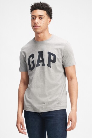 Remera Logo Gap Manga Corta Hombre Light Heather Grey B10