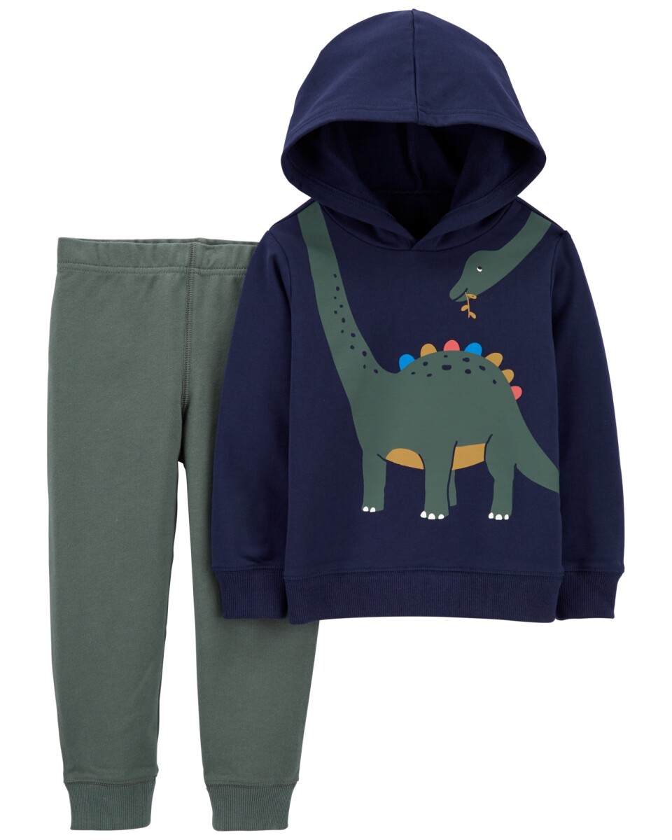 Conjunto de 2 piezas con remera de dinosario con capucha y pantalón 