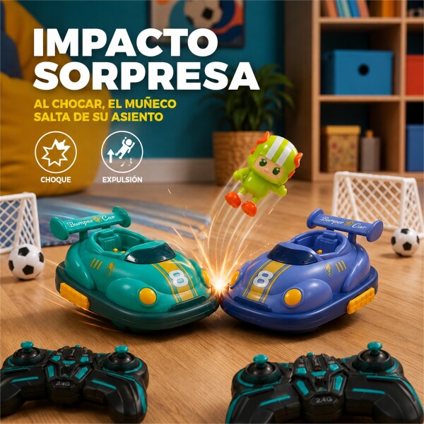 Set X2 Autos Chocadores a Control Remoto con Muñecos VERDE