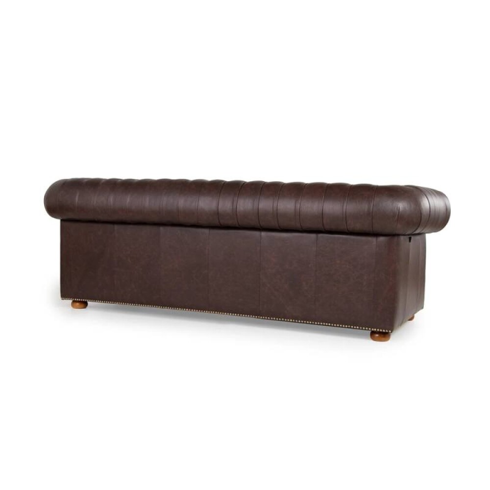 Sillón 100% Cuero - 3 Cuerpos - Chesterfield Caramelo