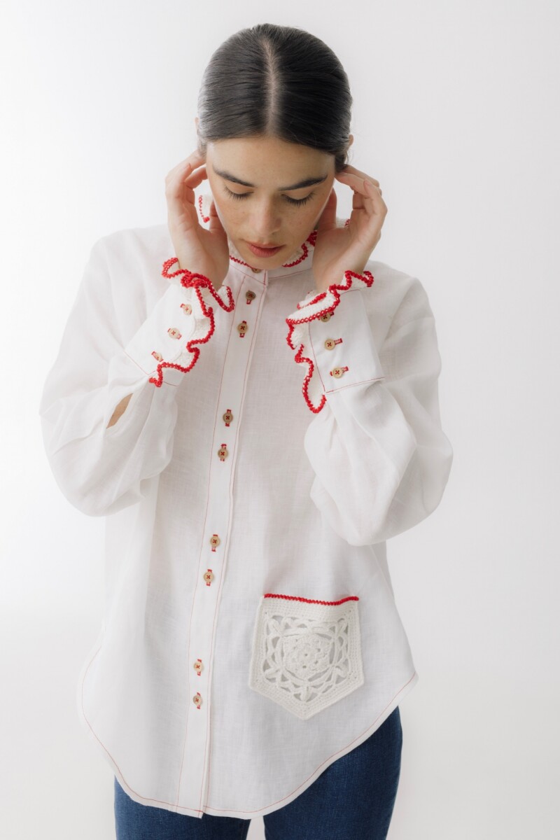 CAMISA OTA LINEN CROCHET Blanco