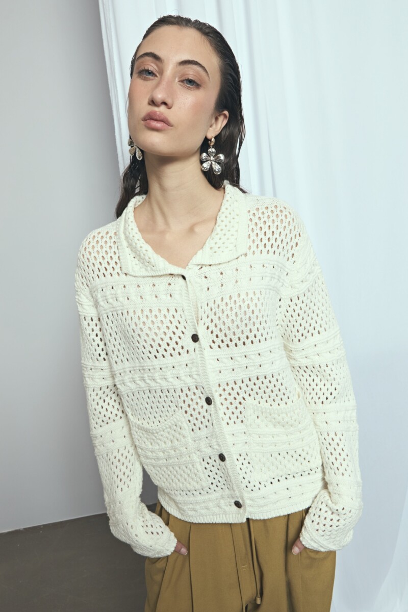 Cardigan calado PREVENTA - beige 