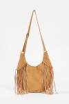 Cartera bandolera suede con flecos camel