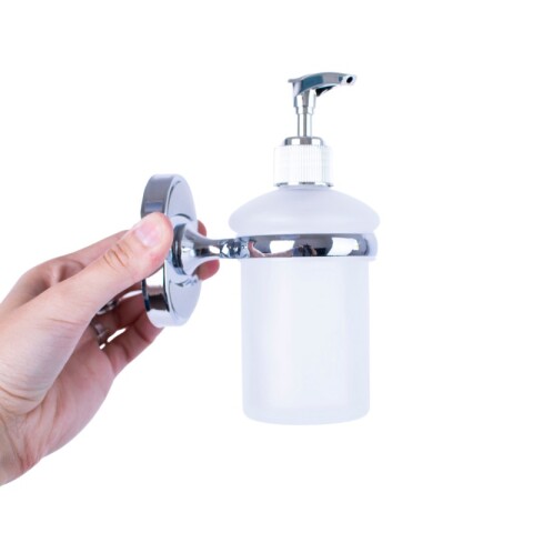 Porta jabón liquido de vidrio opaco y acero inoxidable Porta Jabón Liquido De Vidrio Opaco Y Acero Inoxidable