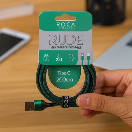 Cable De Datos Roca USB Tipo C 200 cm Verde