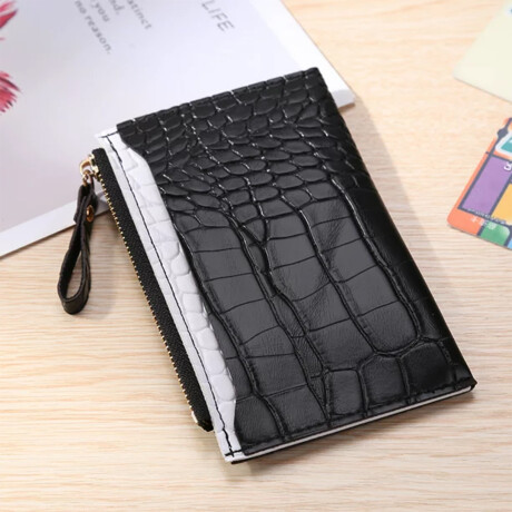 Monedero croco tarjetero bicolor Negro