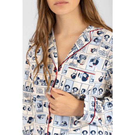 Pijama mafalda 2 flannel fleece Marfil