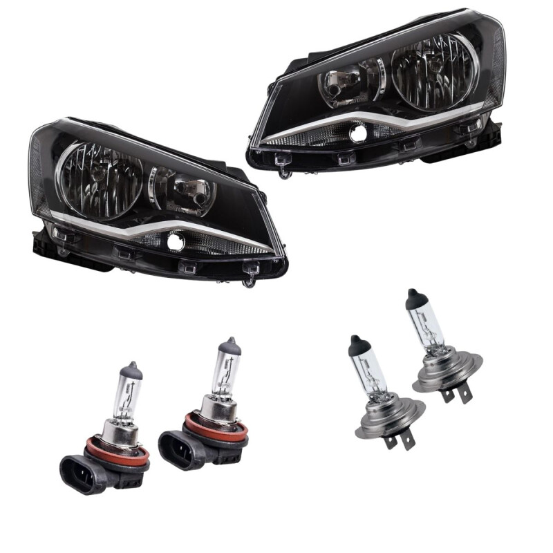 KIT DE SEMIOPTICAS DOBLE PARABOLA FONDO NEGRO + LÁMPARAS Kit De Semiopticas Doble Parabola Fondo Negro + Lámparas