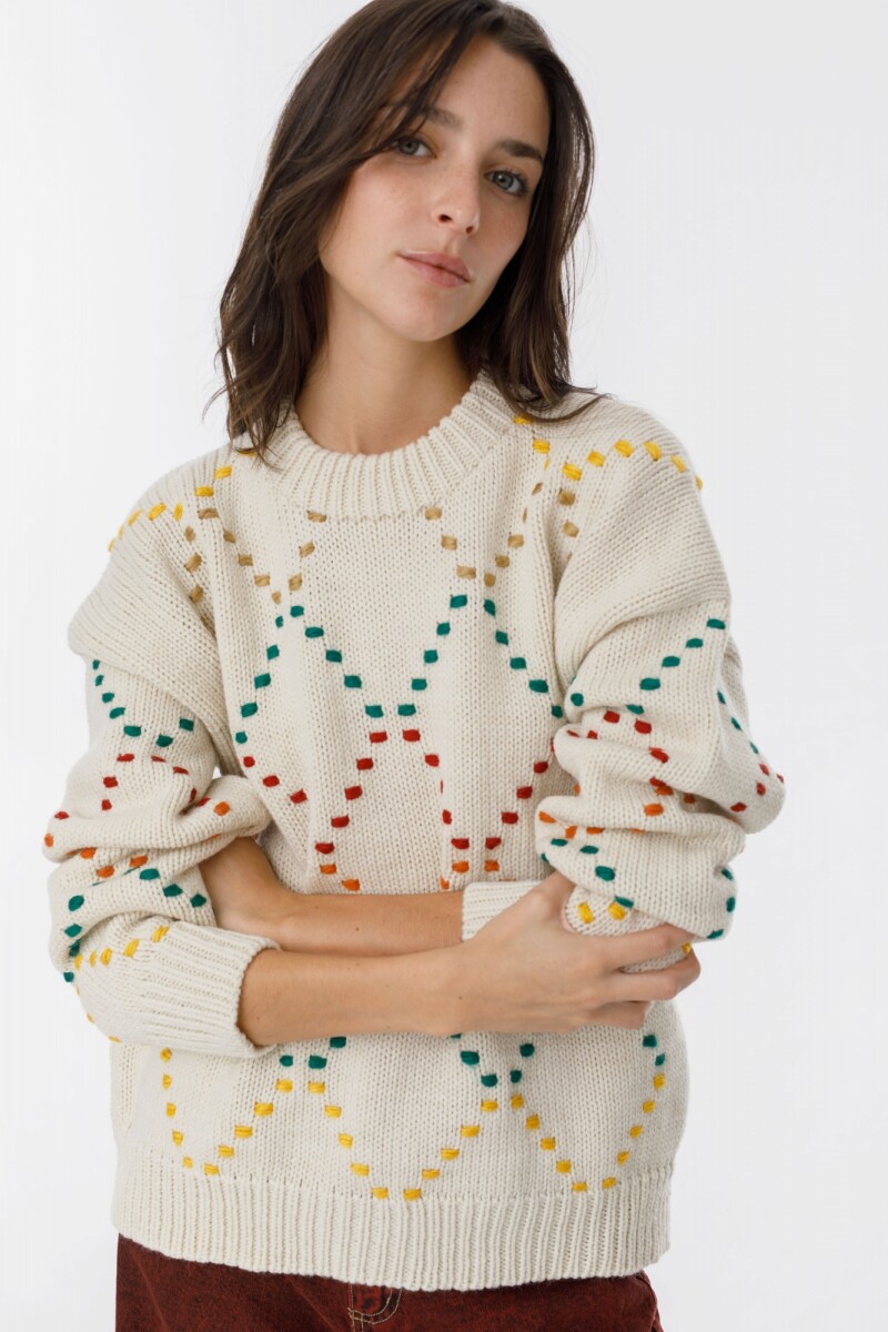Sweater Rainbow Bordado Multicolor