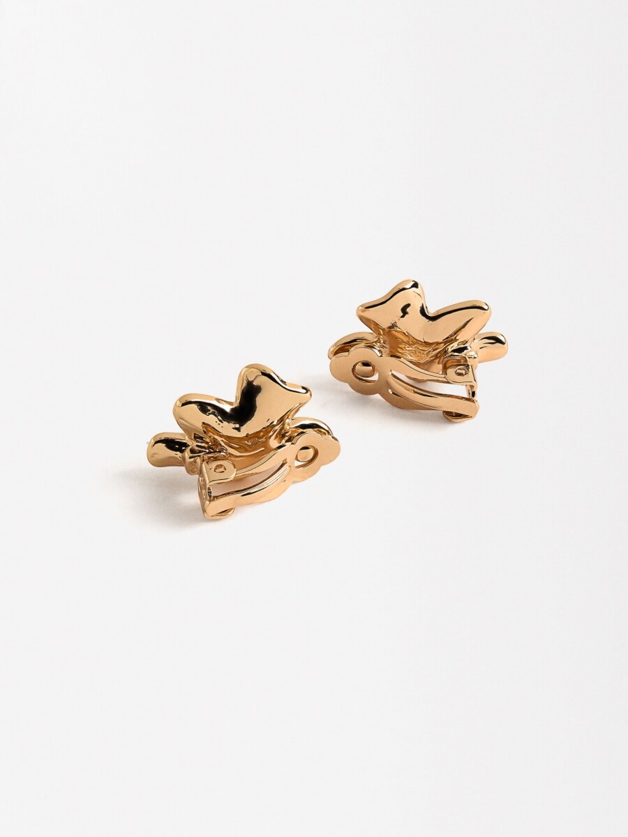 Pendientes Media Flor Con Perla dorado