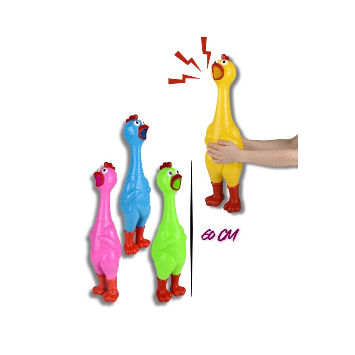 Pollo De Goma Super Gigante Colores 