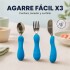 Set X3 Cubiertos Infantiles Marcus & Marcus Agarre Fácil Azul