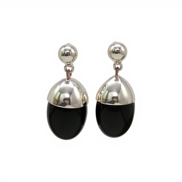 Caravanas ovalo onix - plata 925 - onix - CA8453 conpiedra